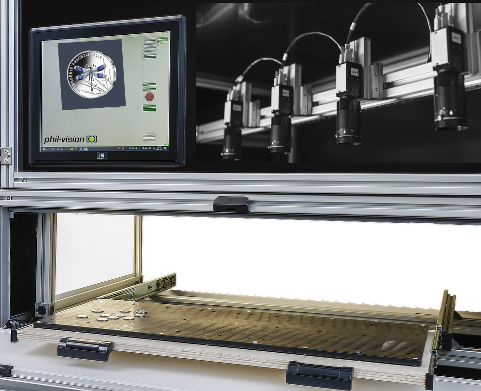 pvPhotobox system for printing coins collage and close-up
